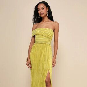 Lulu's Strapless Yellow Maxi Dress